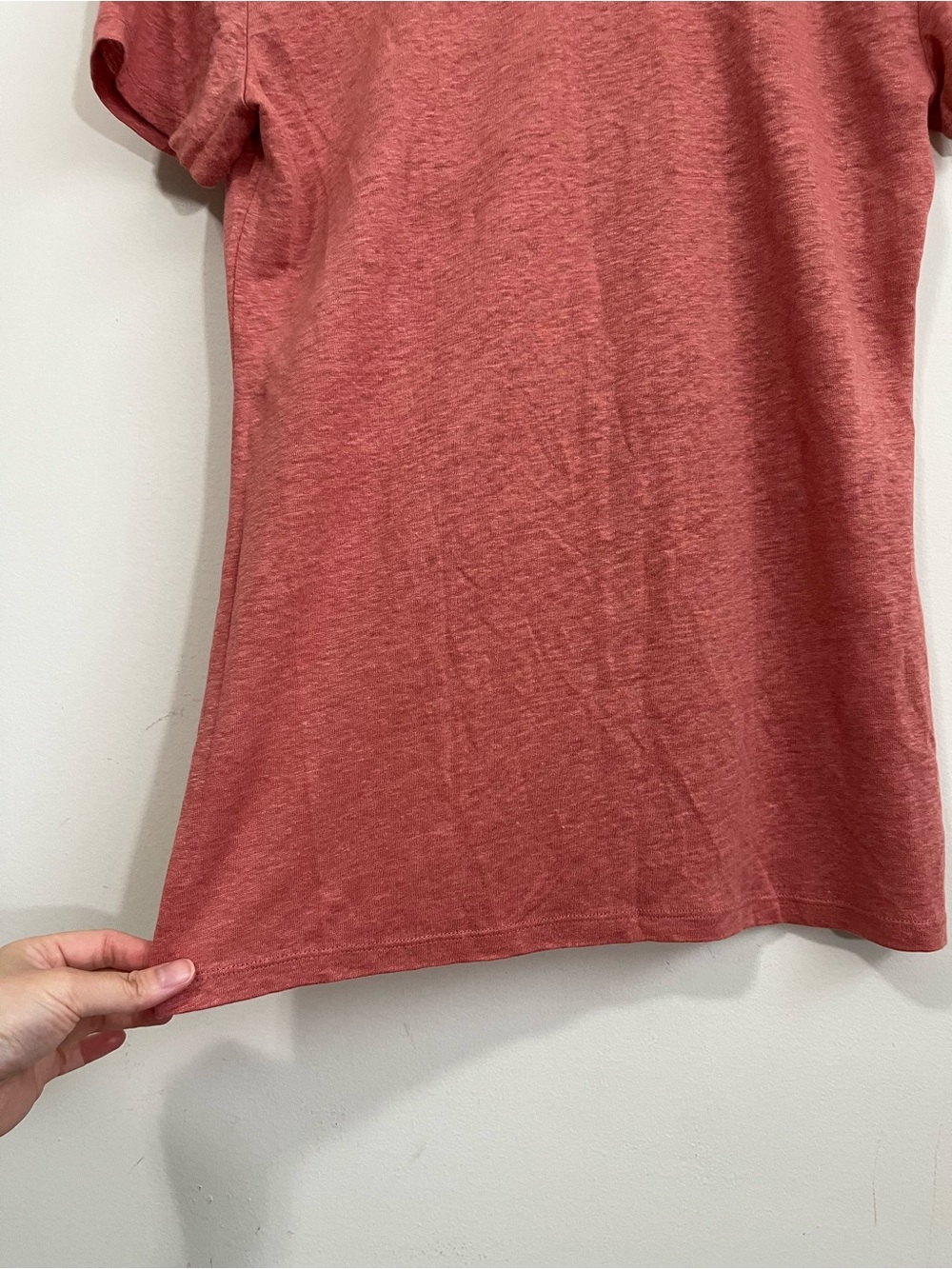 NWT LOFT Ann Taylor 100% Linen Scoop Neck Short Sleeve T-Shirt Top M Dusty Red - Picture 9 of 16